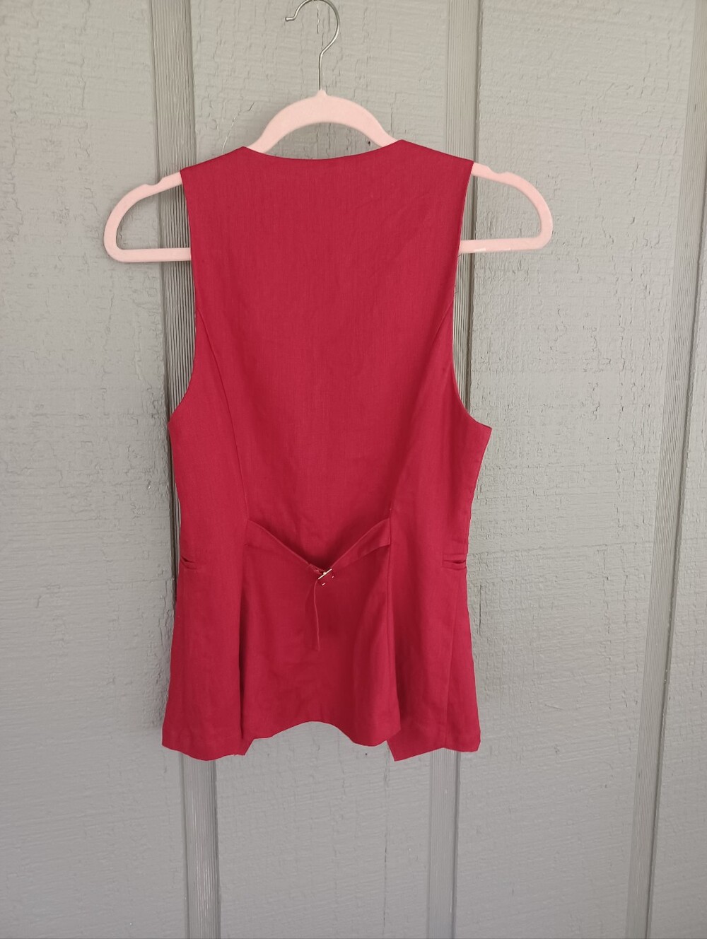 Reformation Aspen Linen Top Vest Size 4 Women Sleeveless Red Buttons Feminine View 2
